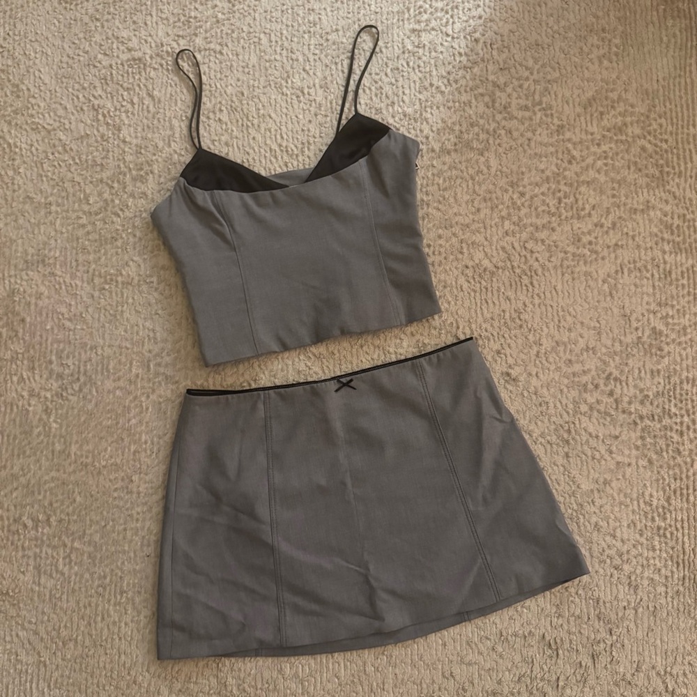Zara Black and Gray Women's Skirt Set